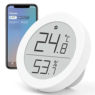 Image of Qingping Thermometer Hygrometer Sensor Works with HomeKit (Only iOS), Wireless Indoor Temperature and Humidity Monitor E Ink Display for Home, via Thread or Bluetooth