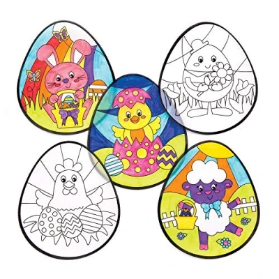 Image of Baker Ross Easter Colour In Window Decorations Pack of 12, Crafts for Kids (AW144)