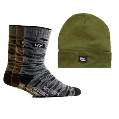 Image of Hard Yakka G22943 MLT Camo Sock and Beanie Bundle, Camo, One Size