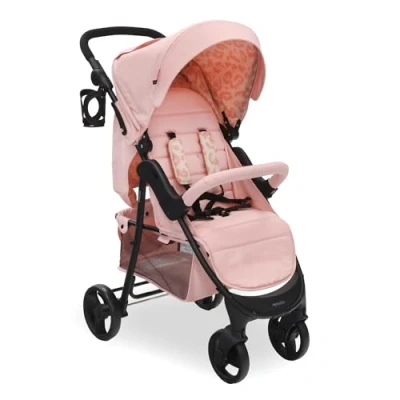 Image of My Babiie MB30 Pushchair from Birth to 4 Years (22kg), Easy Compact Fold, Large Shopping Basket, Adjustable Handle, Stroller Includes Cup Holder, Rain Cover Pink Leopard