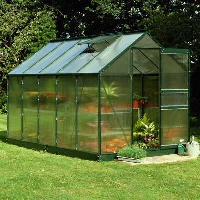 Image of 6&#039;x10&#039; Halls Green Frame Polycarbonate Greenhouse (1.92x3.19m)