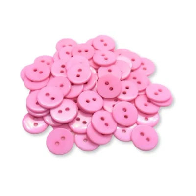 Image of (Pack of 100) 15mm Buttons 2 Hole Small Round Plastic Baby Pink