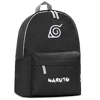 Image of Naruto Backpack Anime School Bag Akatsuki (Black/White)