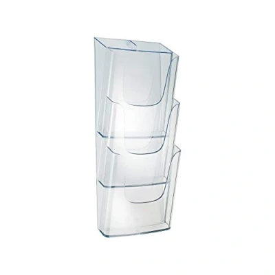 Image of SIGEL LH135 Wall Mounted Literature Holder, for A4, with 3 compartments, uv resistant acrylic, clear, 1 Piece