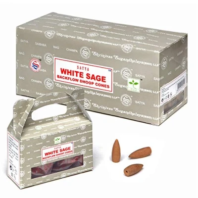 Image of 6pc Display Satya Backflow Cones 24pc Box/White Sage