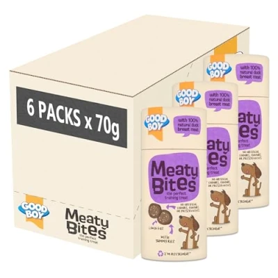 Image of Good Boy Meaty Bites Duck with Rice Low Fat Dog Treats Bulk Box 6 x 70g