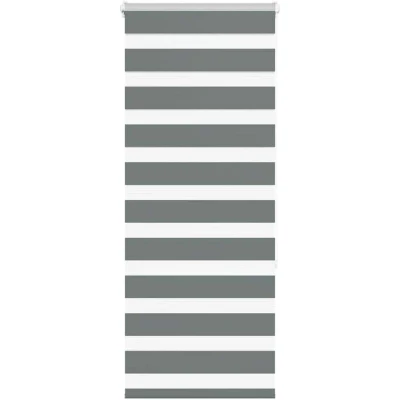 Image of vidaXL Zebra Blind Dark Grey 60x150 cm Fabric Width 55.9 Polyester