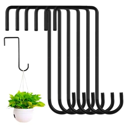 Image of MAIREULB 6Pcs Fence Hooks,Hanging Basket Bracket Heavy Duty Iron Garden Hanging Brackets Hooks for Bird Feeders,Hanging Indoor Outdoor Plant Hanging, Feeders