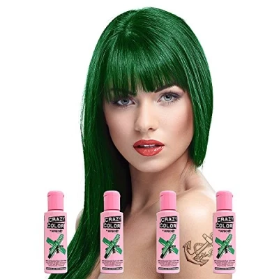 Image of Renbow Crazy Color Semi Permanent Hair Dye Cream 4 x Emerald Green 100ml