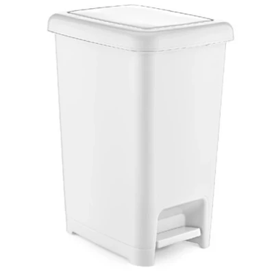 Image of Small/Large Slim Plastic Pedal Bin Home Bedroom Bathroom Kitchen Rubbish Dustbin (White, 10 Litre)