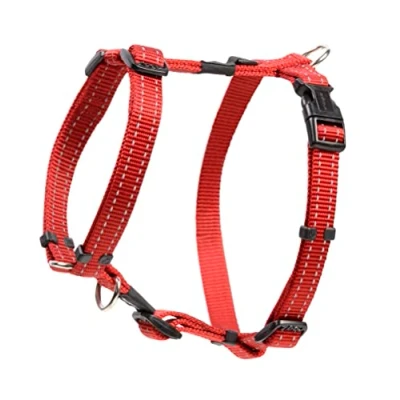 Image of Reflective Adjustable Dog H Harness for Small to Medium Dogs; matching collar and leash available, Red