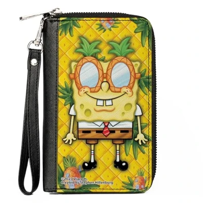 Image of Buckle Down Nickelodeon Wallet, Zip Around, SpongeBob Pineapple Eyes Pose Gold, Vegan Leather, 7.5&quot;x4.5&quot;, Casual