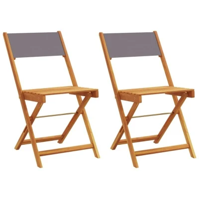Image of vidaXL Bistro Chairs 2 pcs Anthracite Solid Wood Acacia and Fabric