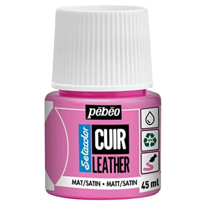 Image of PEBEO Setacolor Leather Acrylic Paint for and Leatherette Customization Bag, Shoe, Sneaker Resistance to scratches, folds, rubbing Matt/Satin finish Pink Candy 45 ml