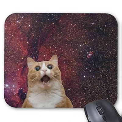 Image of Rectangle Gaming Mousepad Galaxy Cat Screaming In Space Mouse Pad