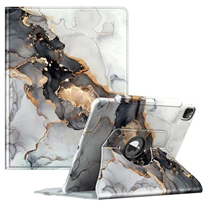 Image of FINTIE Rotating Case Compatible with iPad Pro 12.9 inch (2022/2021/2020/2018, 6th/5th/4th/3rd Generation) 360 Degree Swiveling Protective Cover w/Pencil Holder, Auto Sleep/Wake, Cloudy Marble