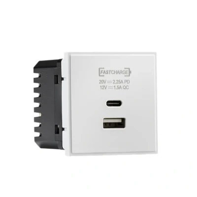 Image of KnightsBridge Dual USB charger A+C (18W QC / 45W PD) 50 x 50mmm white