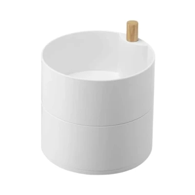 Image of YAMAZAKI 5313 TOSCA Accessory Box Deep, white, Wood/ABS Resin/MELAMINE Resin, Minimalist, 14.5 x 15.5 cm