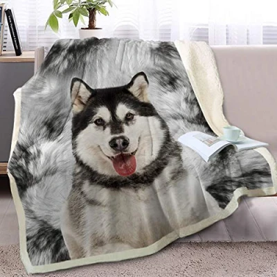 Image of BlessLiving Cute Dog Cat Throw Blanket Sherpa Fleece 3d Animal Print Reversible Blankets for Bed and Couch Twin/Double (150x200cm)