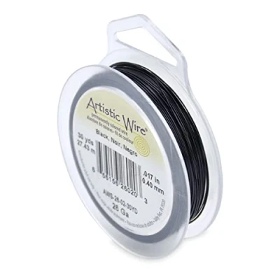Image of Artistic Wire Tarnish Resistant Colored Copper Craft Wire, Black, 26 Gauge, 30 yd