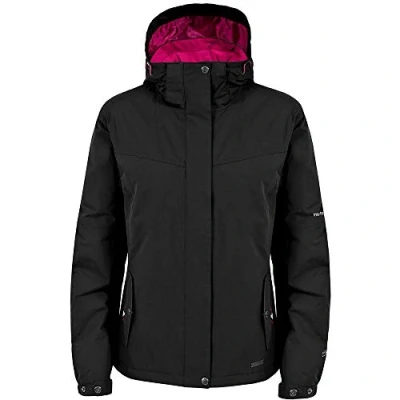 Image of Trespass Malissa, Black, XL, Waterproof Jacket with Concealable Hood for Women, X Large, Black