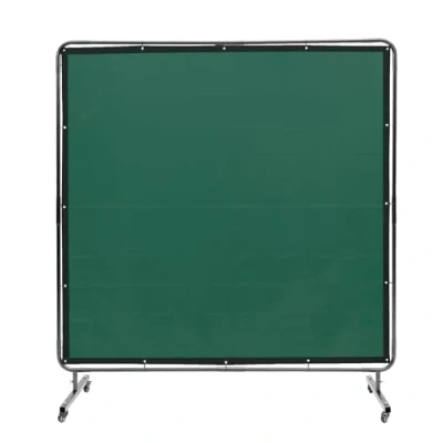Image of VEVOR Welding Screen with Frame, 6&#039; x Curtain Screen, Flame Resistant Vinyl Protection on 4 Swivel Wheels (2 Lockable), Moveable &amp; Professional for Workshop/Industrial, Green