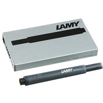 Image of Lamy T 10 Black Ink Cartridge with Large Supply Suitable for All Fountain Pen Models Content 1.25 ml per 5 Pieces Pack