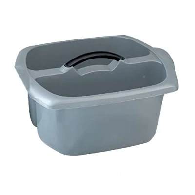 Image of Addis 518523 Eco 100% Recycled Plastic Utility Cleaning Caddy with Twin Compartment and Handle, Light Grey, 9 litres