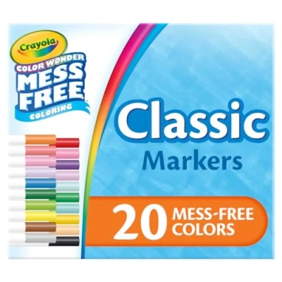 Image of Crayola Color Wonder Marker Set, 20 Mess Free Broad Line Markers for Kids &amp; Toddlers 3+