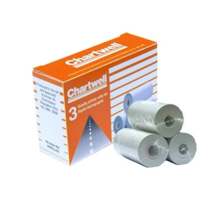 Image of Exacompta Ref DPROLLZ Chartwell Digital Tachograph Thermal Rolls, 57mm x 8m, Fits All Available Tachographs, EC 1791/2006 Compliant, Pack of 3