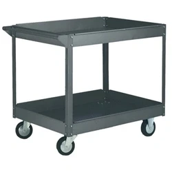 Image of Tray Trolley; 2 Deep Trays; Swivel Castors; Steel; 250kg; Grey