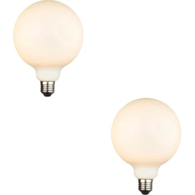Image of 2 Pack Opal Glass 12W E27 G125 LED Light Bulb Dimmable Warm White 1400lm 3000k
