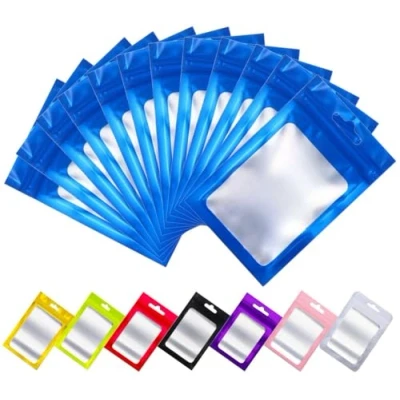 Image of Rimiko 150pcs Resealable Sample Bags with Clear Window, Ziplock Mylar Hanging Hole, Aluminum Foil for Packaging, Retail, Food and Items Storage (Blue, 3.1&quot;x5.1&quot;)
