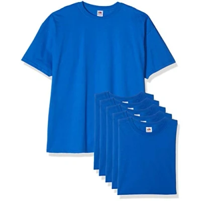 Image of Fruit of the Loom Men&#039;s Super Premium Short Sleeve T Shirt Pack 5, Royal, XX Large