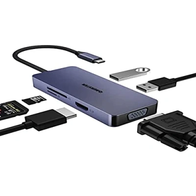 Image of HOPDAY USB C Hub, 6 in 1 Adapter for MacBook Air/Pro, Dual Display 163K HDMI Docking Station