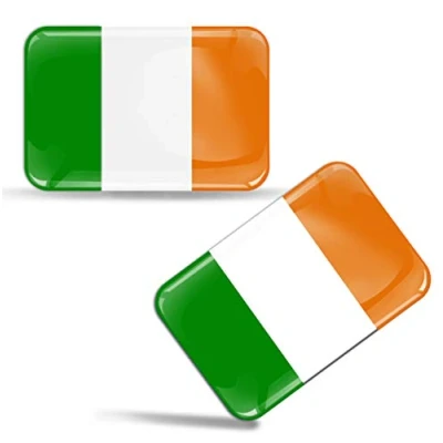 Image of 2 x 3D Domed Silicone Stickers Decals Ireland National Irish Flag Car Motorcycle Helmet F 28