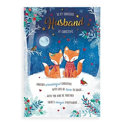 Image of Piccadilly Greetings Character Christmas Card Husband 9 x 6 inches
