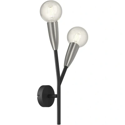Image of Lucande Carlea wall lamp, 2 bulb, black and nickel