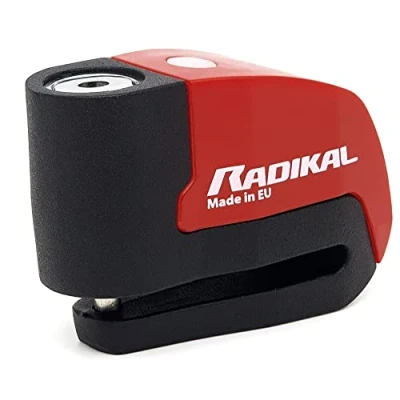 Image of RADIKAL RK9Z Disc Lock Alarm, Hi End 120db ON/Off Button, Warning LED, Waterproof Metal, Lithium Battery, Universal Anti Theft Wheel Brake for Motorcycle, Scooter, Bike, Electric Scooter