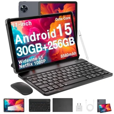 Image of DOOGEE U11 Pro Android 15 Tablet 11 Inch 2025 Newest Tablets 30GB+256GB/2TB, 8580mAh, 90 Hz Octa Core, Widevine L1, Netflix 1080P, BT5.0, 5G WiFi, with Pen, Keyboard, Mouse&amp;Case Gray