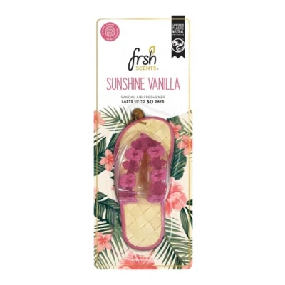 Image of FRSH Scents FR4491 x1 Sunshine Vanilla Scented Pink Hanging Sandal Lifespan of up to 30 Days Ideal for Rear View Mirrors and Handles