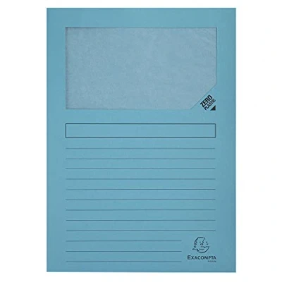 Image of Exacompta Ref 50106E Forever Collection Window Folders 220 x 310mm in Size, Suitable for A4 Documents, 120gsm Recycled Board Light Blue (Pack of 100)