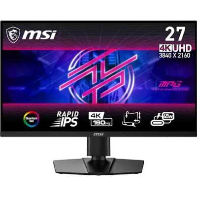 Image of MSI MPG 274URF QD 27 Inch UHD Gaming Monitor 3840 x 2160 Rapid IPS Panel, 160 Hz / 0.5ms (GtG, Min.), 145% sRGB Colour Gamut, Frameless Design, VESA DisplayHDR 400 DisplayPort 1.4a, HDMI 2.1, USB