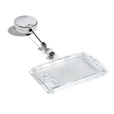 Image of DURABLE Heavy Duty Chrome Badge Retractable Reel, Extends to 31 1/2&quot;, Pack of 10 (822523)
