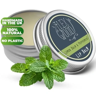 Image of the Ilex Wood Lemon Balm and Peppermint lip All natural, coldsore prevention, palm oil free, cruelty plastic moisturising balm, handcrafted in UK 10ml