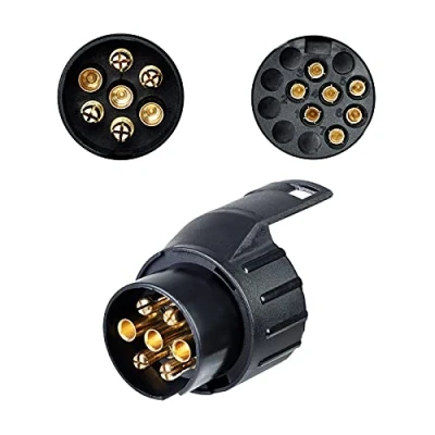 Image of BEIJISTAR 7 to 13 Pin Trailer Adapter, Towing Plug Socket 12V Waterproof Electric Adapter Converter Connector, for Caravan RV Boat Cars Truck