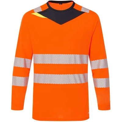 Image of Portwest DX4 Hi Vis T Shirt L/S Orange/Black 4XL