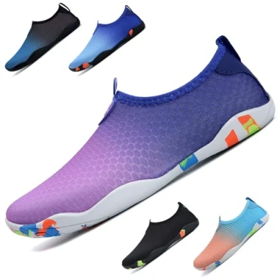 Image of WateLves Beach Swimming Water Shoes Men Women Swim Aqua Barefoot Yoga Surf Quick Drying Lightweight Unisex (Blue Purple 4)