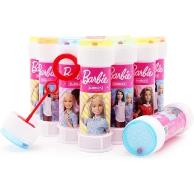 Image of Toyland® Pack of 12 Barbie Bubble Tubs With Wands, 60ml Solution &amp; Novelty Maze Lid Pocket Money Party Bag Toys