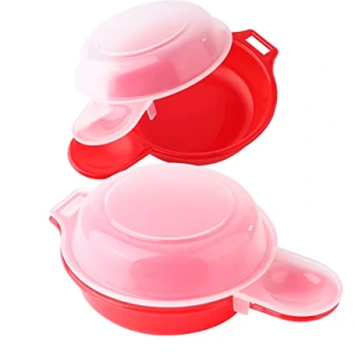 Image of 2 sets Microwave Egg Cooker,1 Minute Fast Hamburg Omelet Maker Kitchen Cooking Tool(Red and clear)